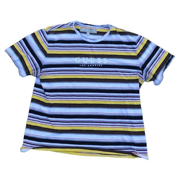 Striped Guess Shirt XL Yellow/Black Horizontal Stripe - Picture 3 of 4